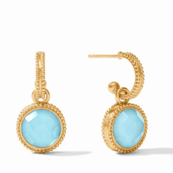 Julie Vos Jewelry - Fleur-de-Lis Hoop & Charm Earring Capri Blue